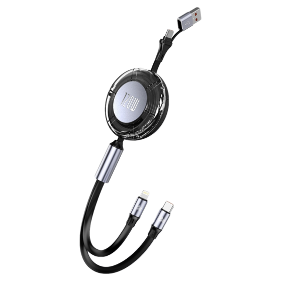 Transparent Mecha Light-up Mouse + 120W 2in1 Retractable Stand Cable