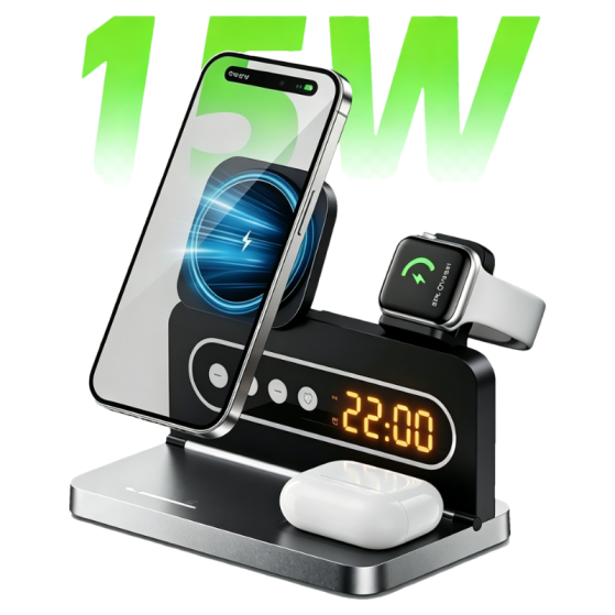 Transparent Mecha Light-up Mouse + 15W Multi-functional Foldable Wireless Charger