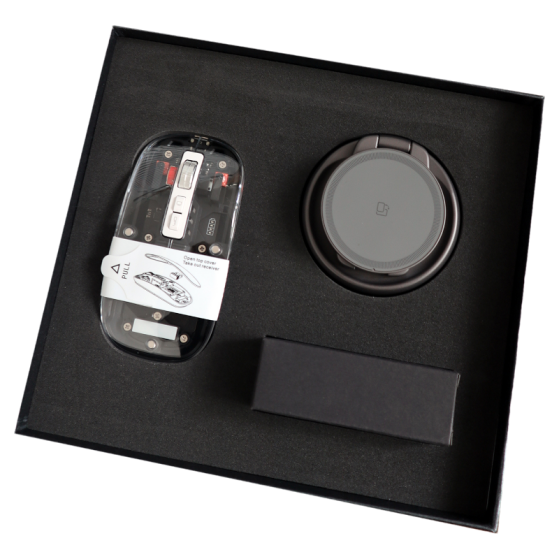 Metal Foldable Wireless Charger + Transparent Mecha Light-up Mouse